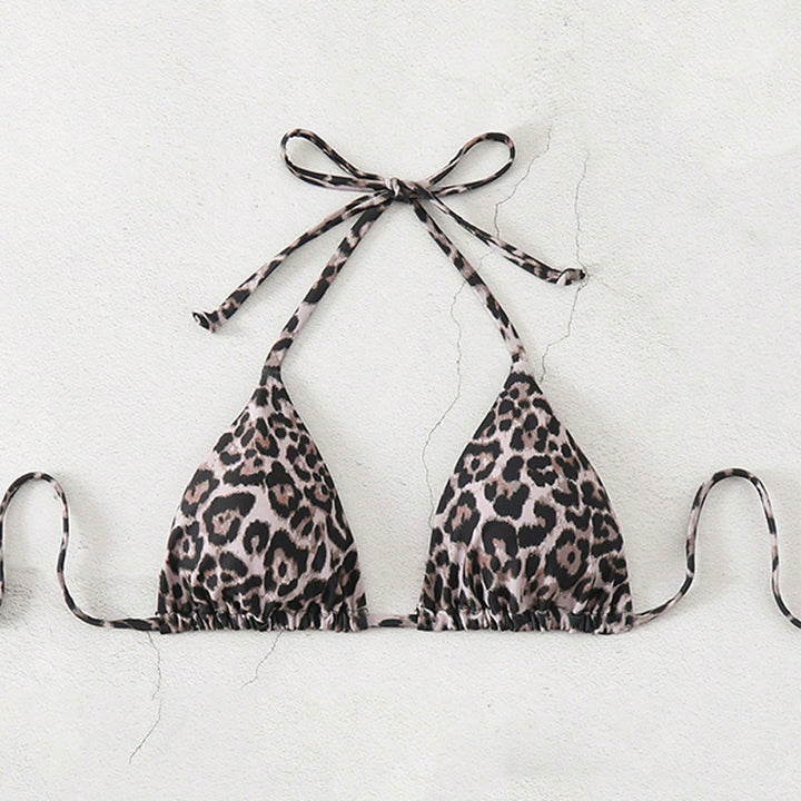 Dame triangel-bikini med dyremønster og justerbare bindebånd Skovae