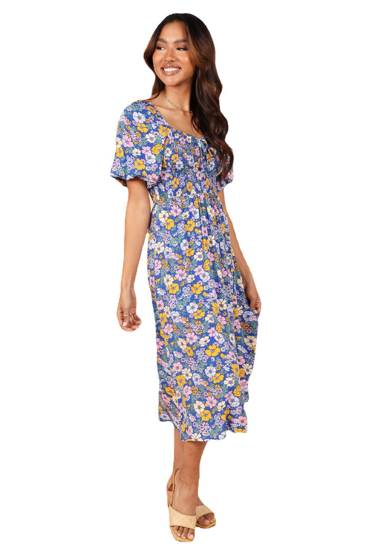 Dame Floral Print Ruffle Maxi Kjole Stilla