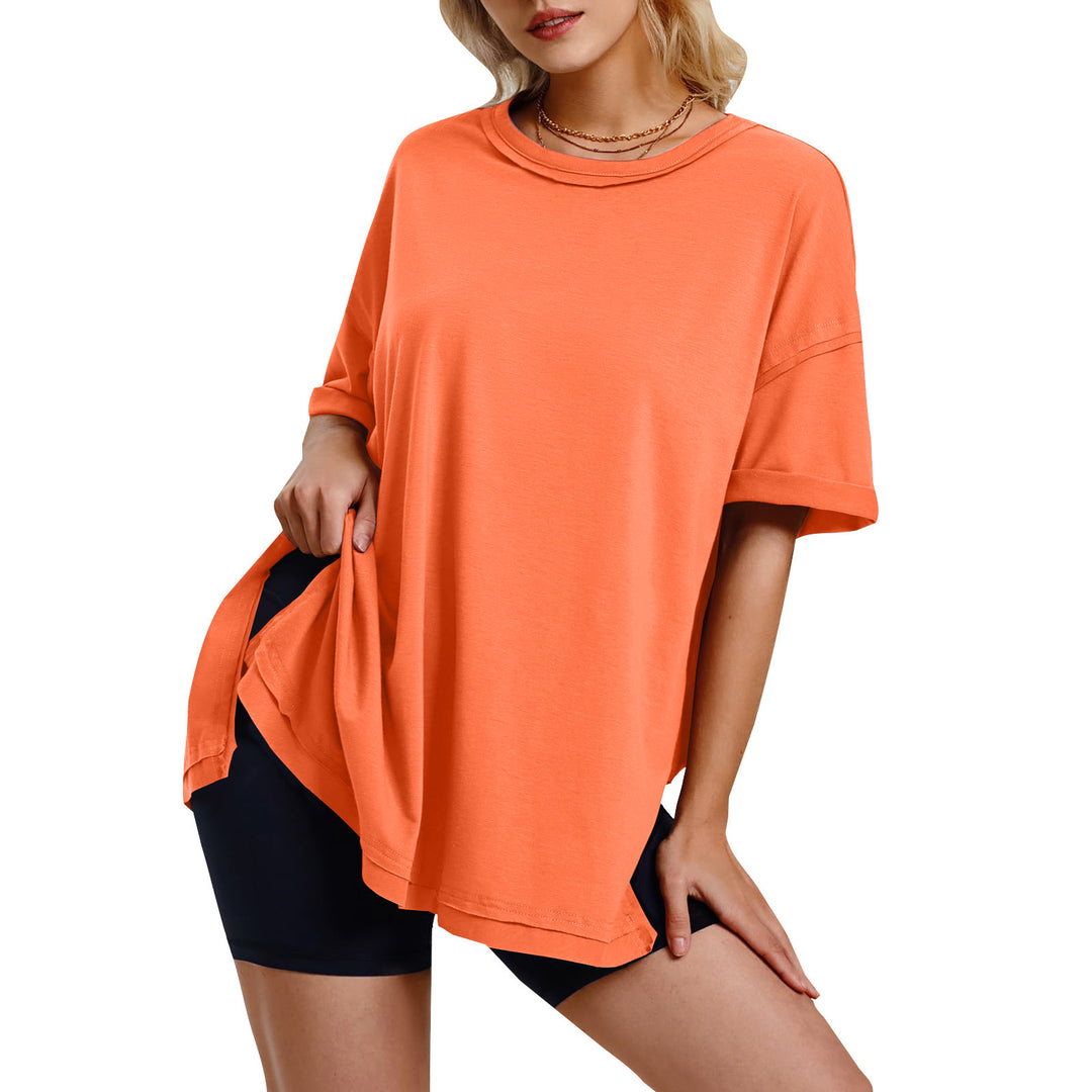 Dame afslappet oversized T-shirt med sidelommer og rund halsudskæring Stiila
