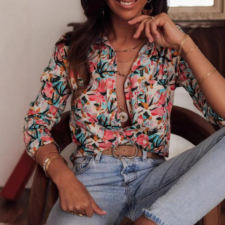 Dame bluse shirt med florale mønstre Stilla