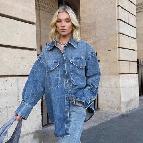 Kvinder casual overshirt jakke lavet af høj kvalitet denim Stilla