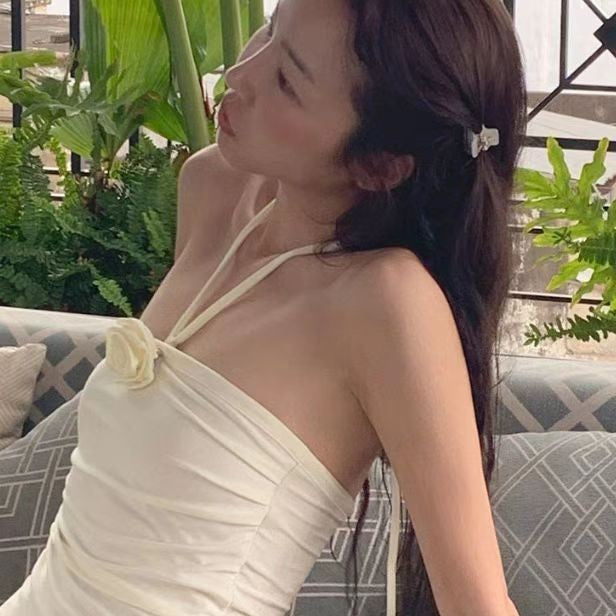 Dame Elegant Strapless Badedragt med blomsteraccenter Stilla