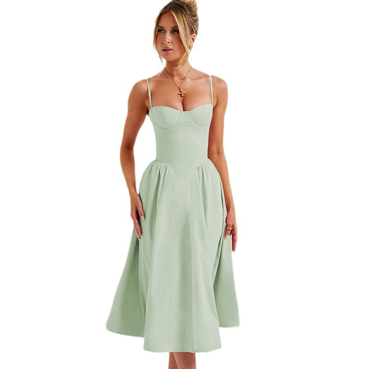 Dame Midikjole med elegant Bustier-overdel og flydende skirt Stilla