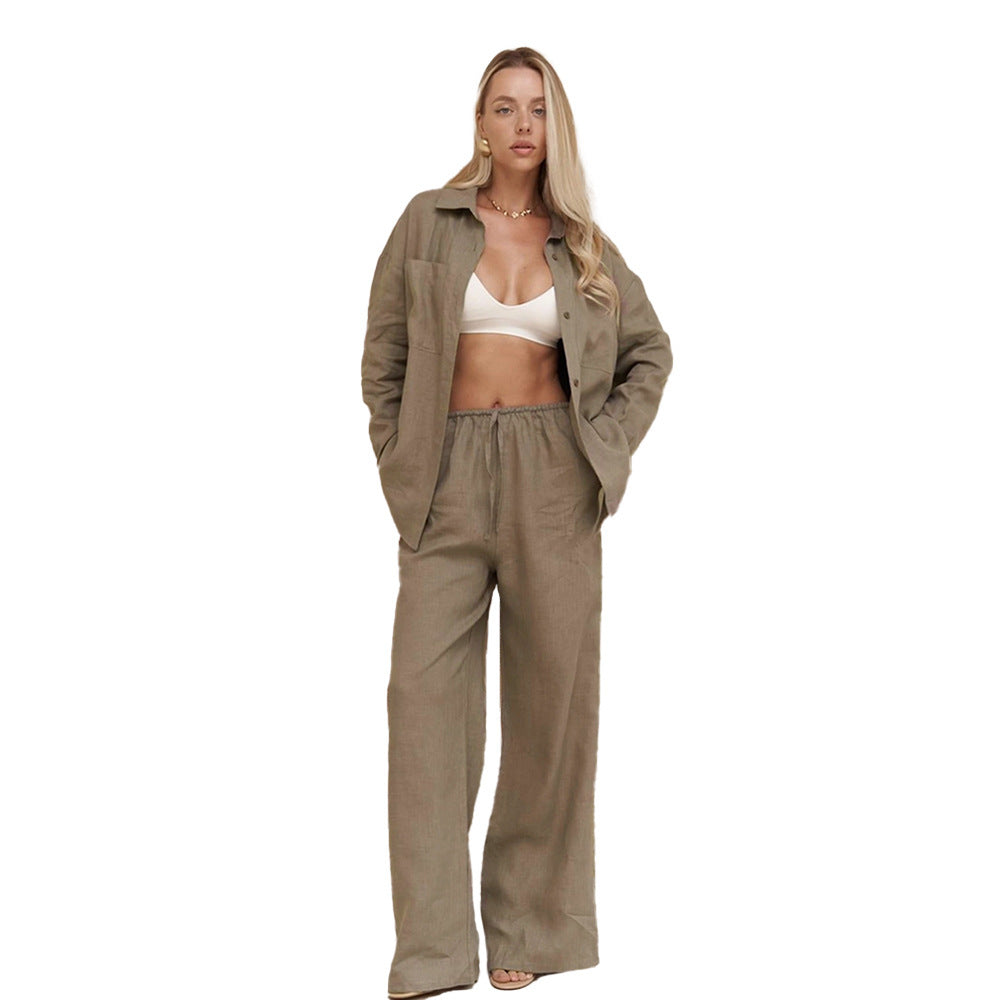 Femme Let Linned Casual To-delt Sæt Stilla