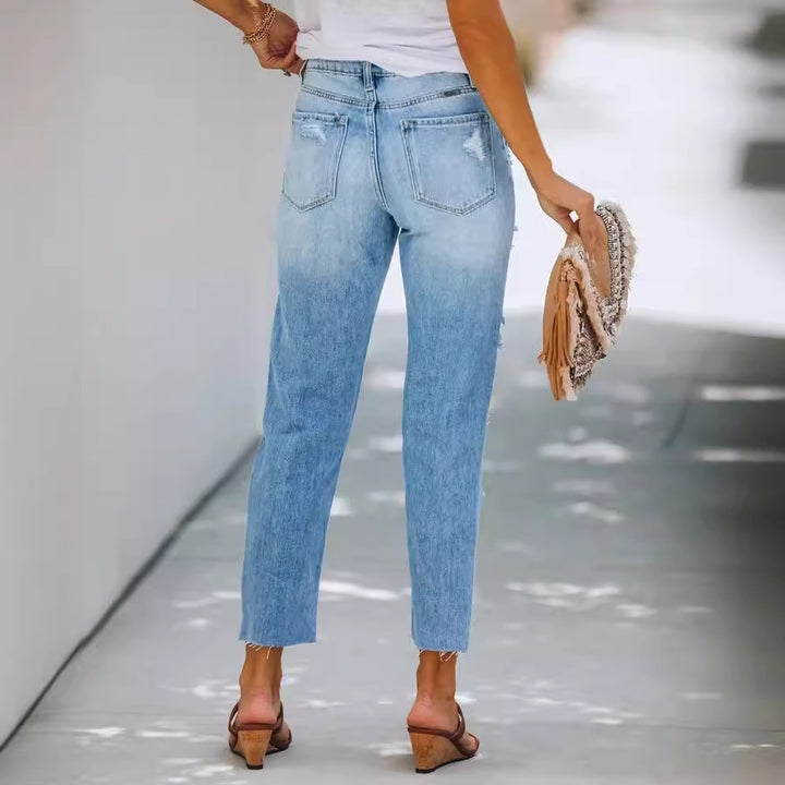 Kvinder Ødelagte Jeans i Casual Boyfriend Stil Stilla