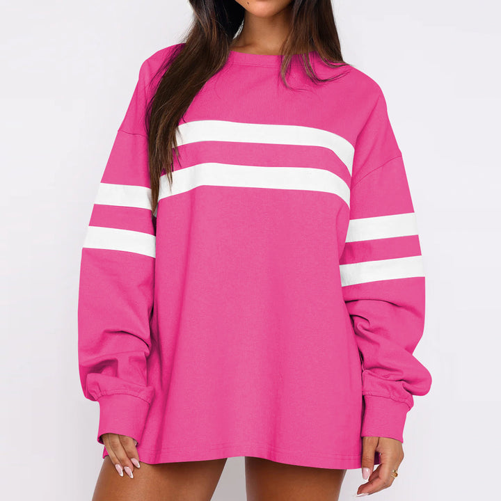 Dame casual oversized sweater med farvemæssigt kontrasterende striber Stilla