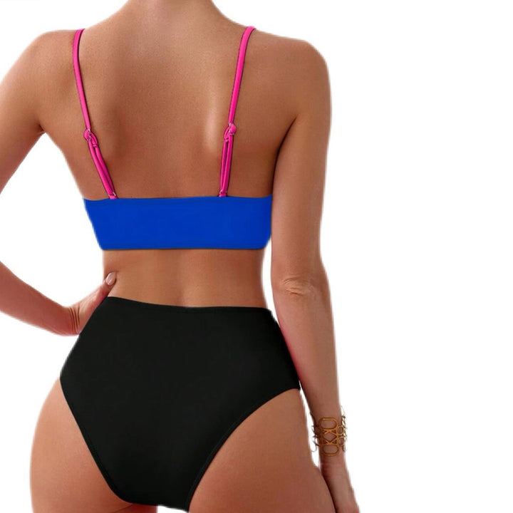 Damer Farverig mønstret Bikini med krydset design og høj talje Stilla