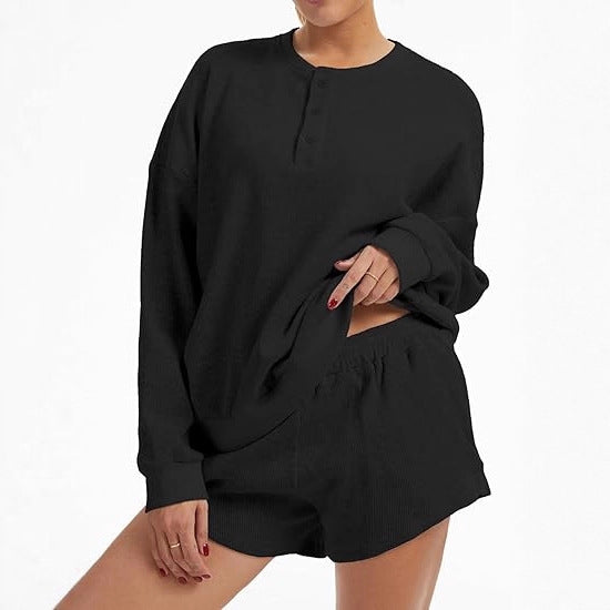 Kvinders afslappede oversized sweater og shorts sæt Stilla