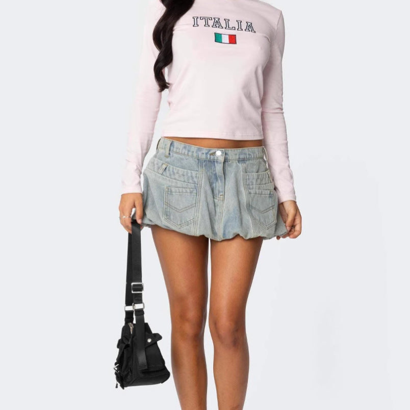 Dame stilfuld jeans nederdel Stilla