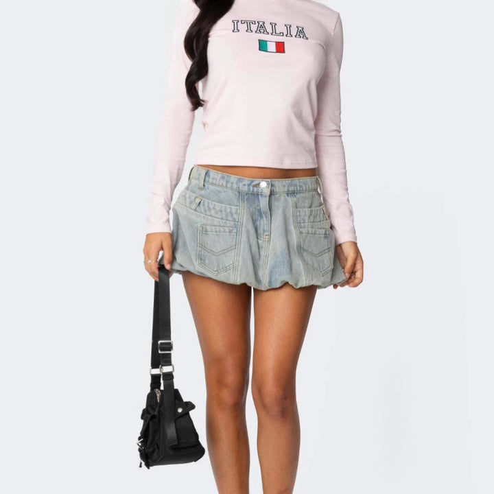 Dame stilfuld jeans nederdel Stilla