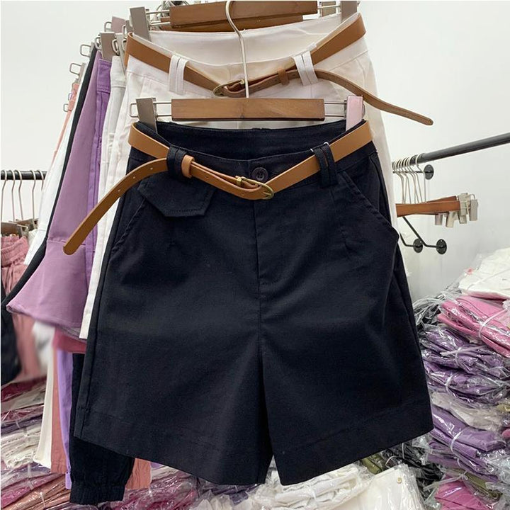 Dame Skræddersyet Casual Højtaljede Shorts med unikt Bælte-Design Stilla
