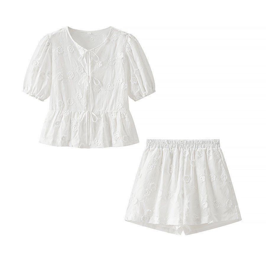 Femme Peplum Top og Shorts Sæt Stilla
