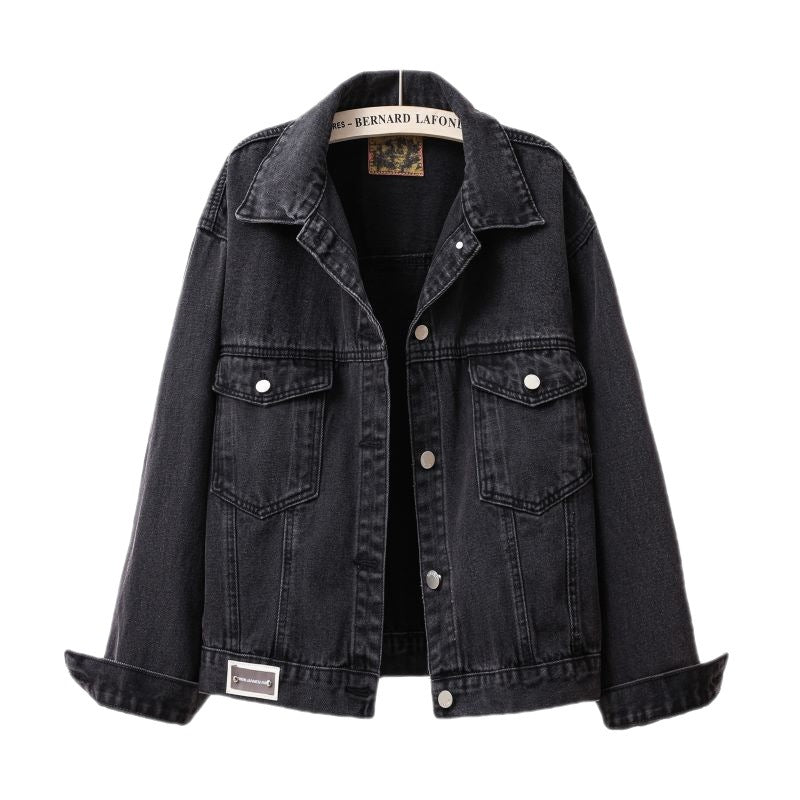 Dame trendy jeansjakke med let brugt look og praktiske skulderklapper Stilla