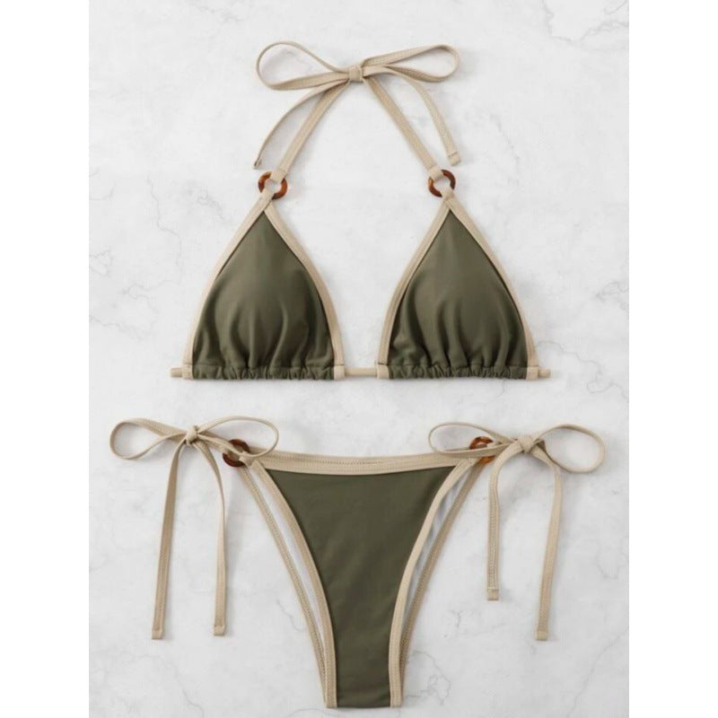 Femme Triangle Halter Bikini Sæt med justerbare stropper Stilla