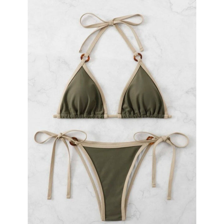Femme Triangle Halter Bikini Sæt med justerbare stropper Stilla
