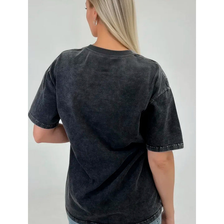 Dame afslappet T-shirt med kreativ statementtryk og blødt materiale Stilla
