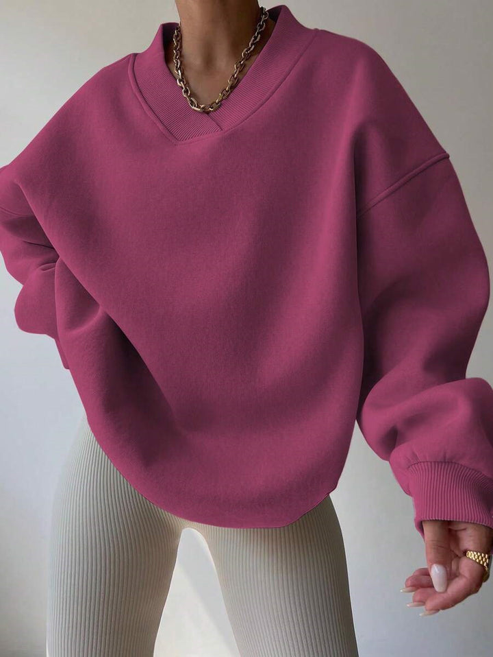 Kvinders oversized sweatshirt med V-hals Skovae
