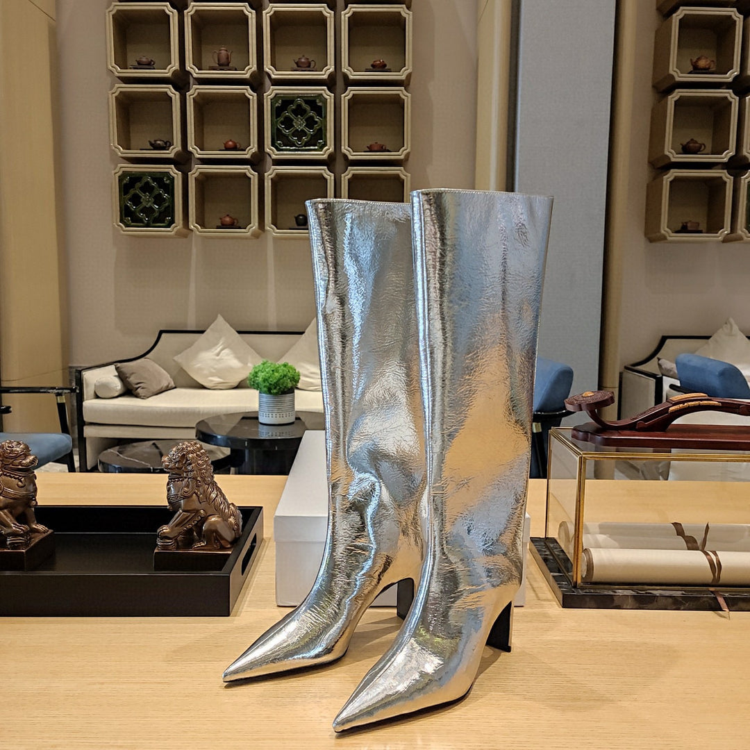 Femme Højhælede Metallic Over-knæ Støvler Stilla