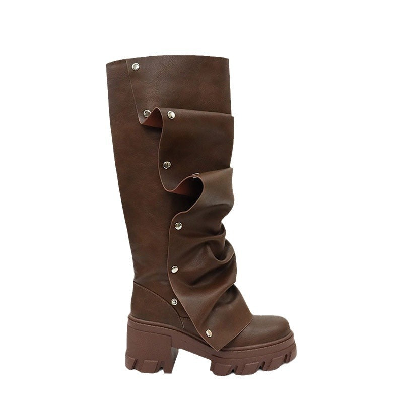 Femme dekorative Over-the-Knee Slouch-Støvler med Nitte-detaljer Stilla