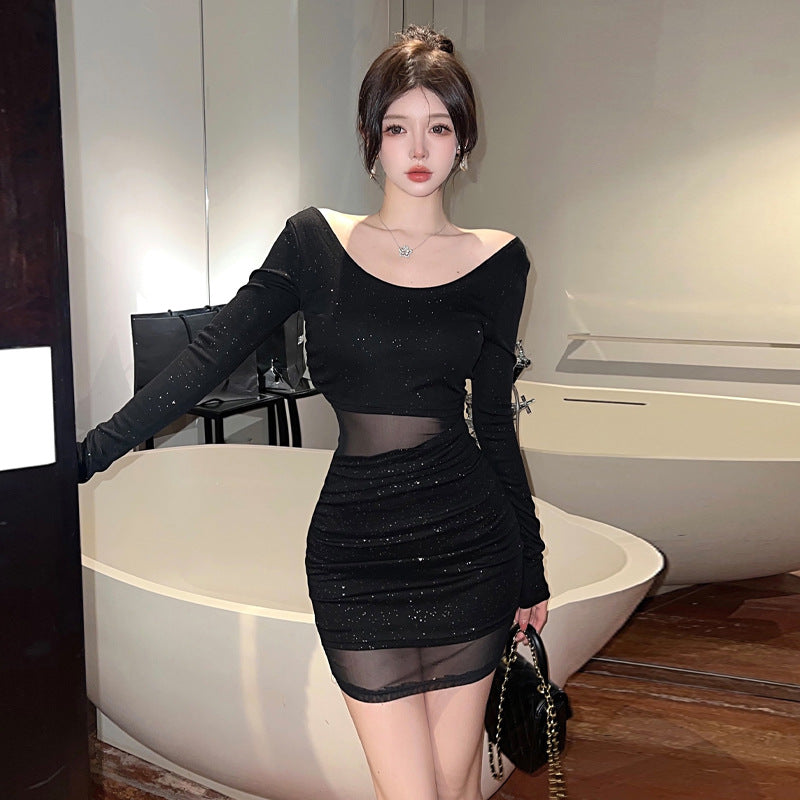 Stilla | Sexet Glitrende Mesh Splicing Bodycon Kjole