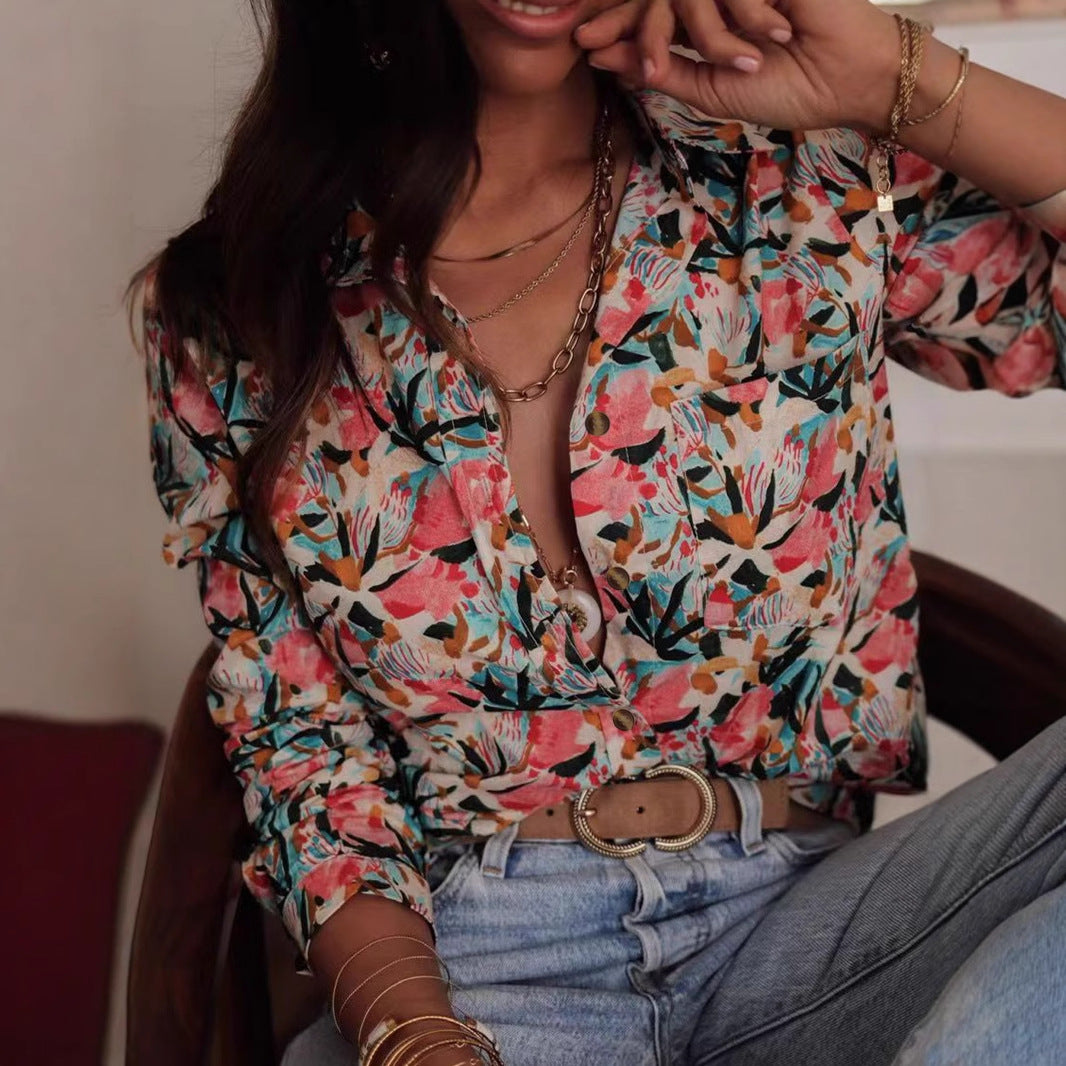 Dame bluse shirt med florale mønstre Stilla