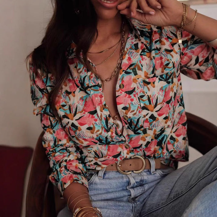 Dame bluse shirt med florale mønstre Stilla