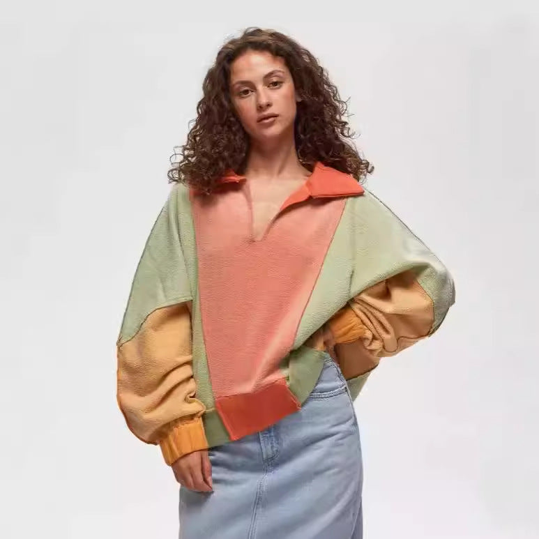 Dame moderne oversized pullover med unik farvemix Stilla