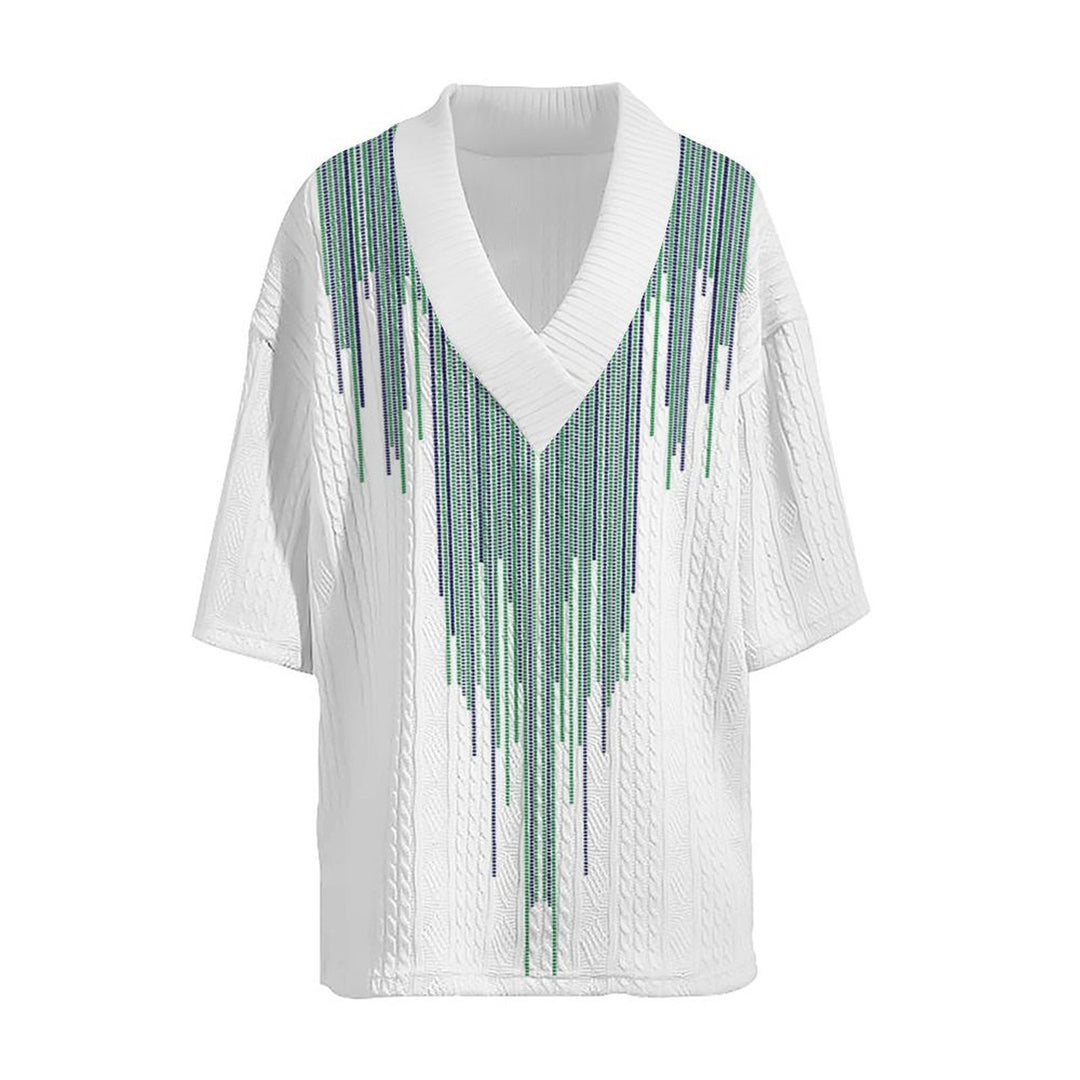 Herrer afslappet oversized T-shirt med V-hals og struktureret design Stilla