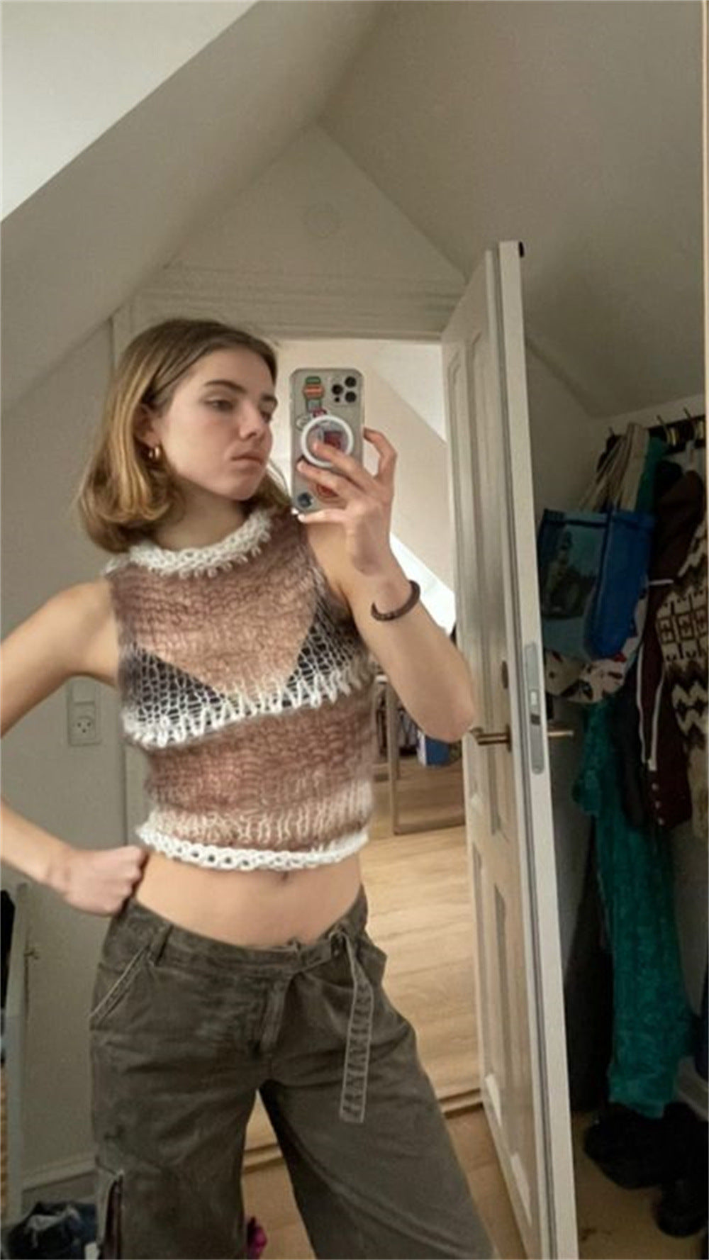 Dame moderigtigt Cropped top med raffinerede net- og ribdetaljer Skovae