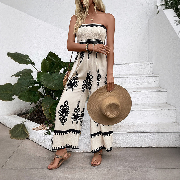 Kvindernes off-the-shoulder jumpsuit med elegant broderi Stilla