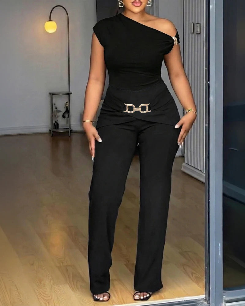 Dame Elegant One-Shoulder Jumpsuit Skovae