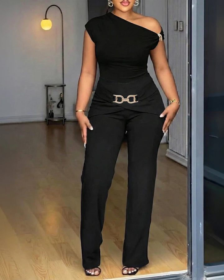 Dame Elegant One-Shoulder Jumpsuit Skovae