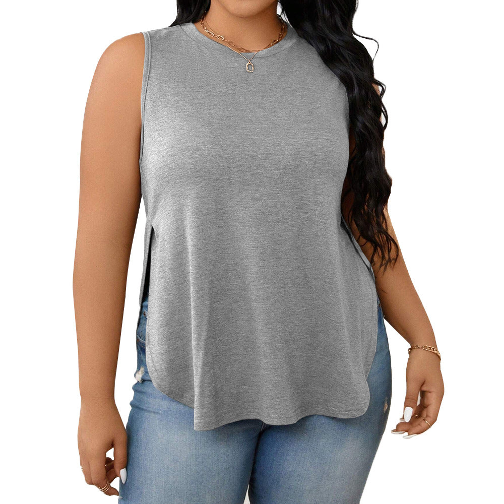 Dame afslappet tanktop med sidelukninger og moderne snit Skovae