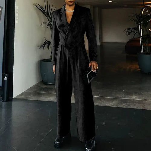 Dame elegant og moderne blazer-sæt med højtaljede bukser Stilla