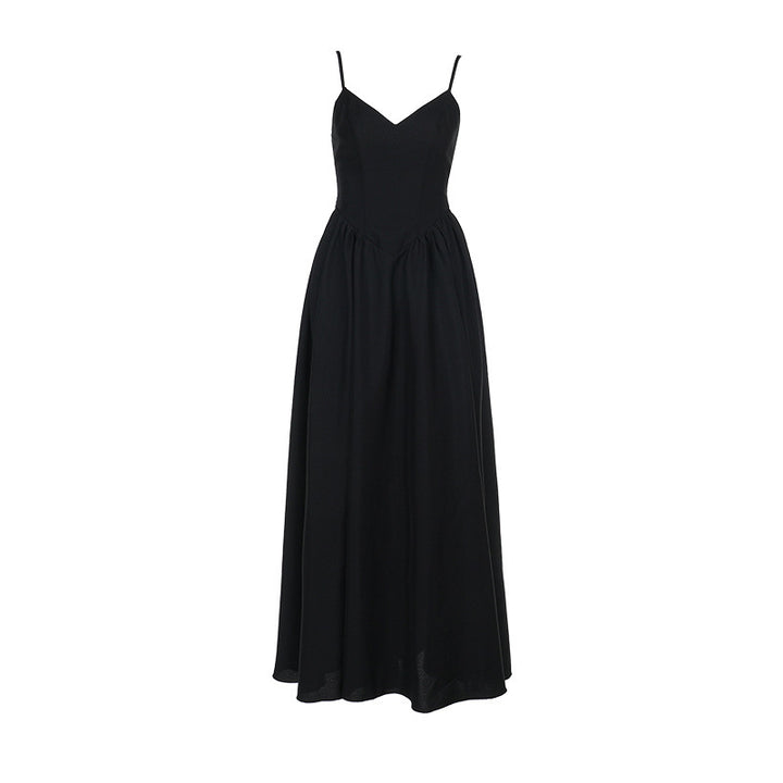 Kvinders elegante maxi kjole med fine spaghetti stropper og flydende nederdel Skovae