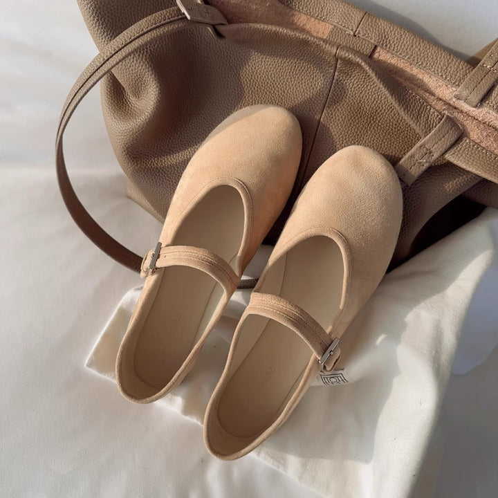 Dame Klassiske Mary Jane Ballerina Flats med justerbar rem Stilla