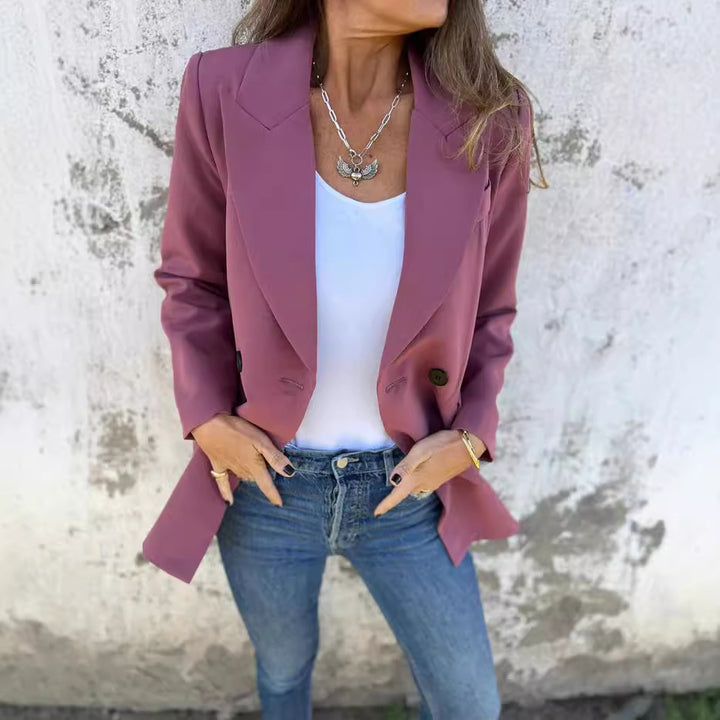 Damer elegant figurtilpasset blazer med dobbelt knaplukning og revers Stilla