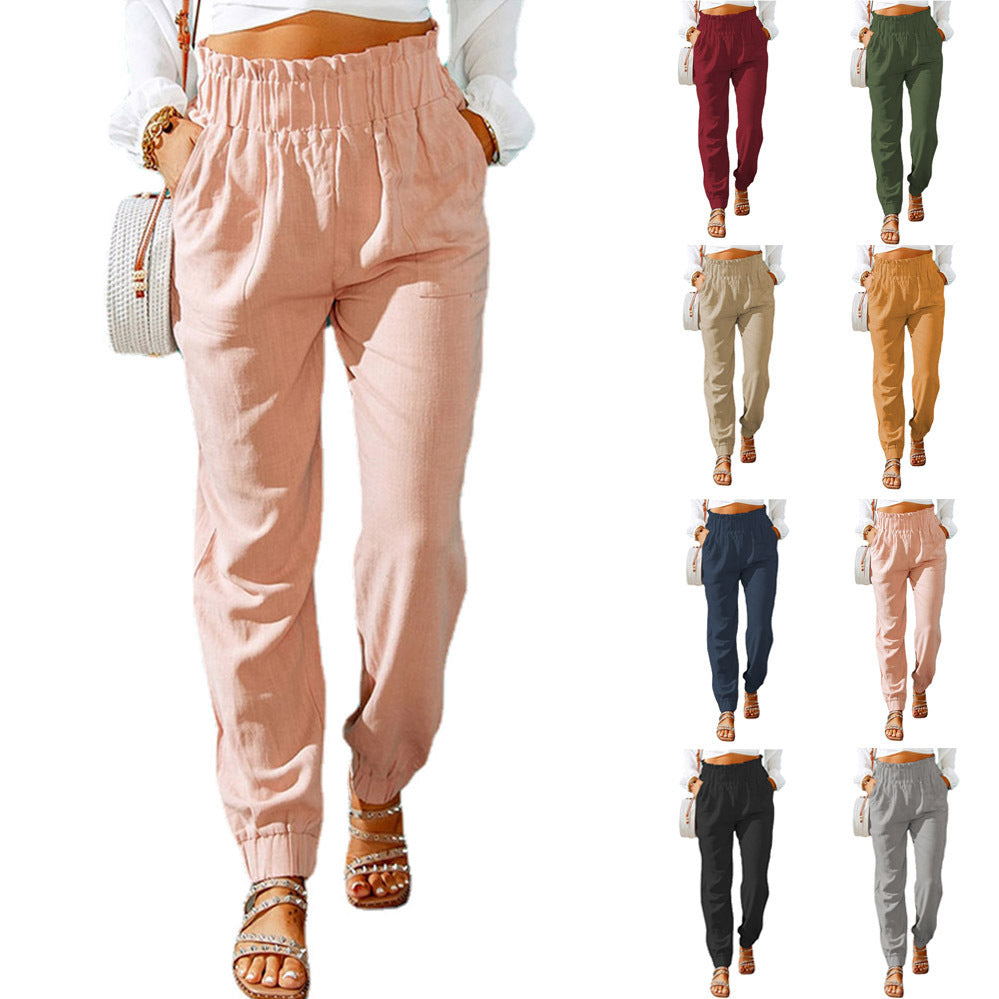 Dame Relaxed Fit Elastisk Taljebukser Stilla