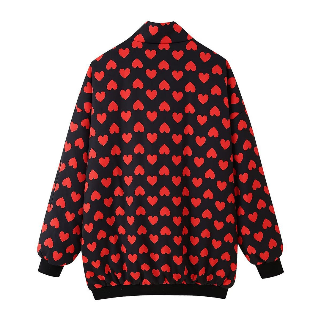 Dame Casual Pufferjakke med hjerteprint Stilla