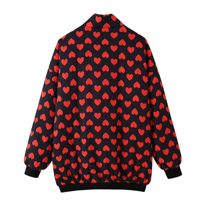 Dame Casual Pufferjakke med hjerteprint Stilla