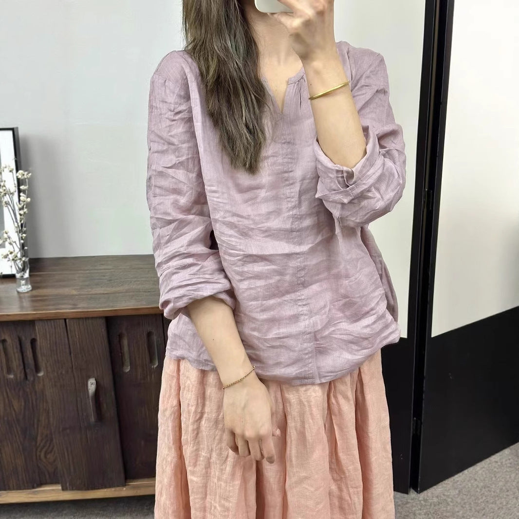 Femme Relaxed Fit Struktureret Linnedbluse Stilla