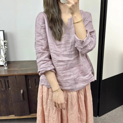 Femme Relaxed Fit Struktureret Linnedbluse Stilla