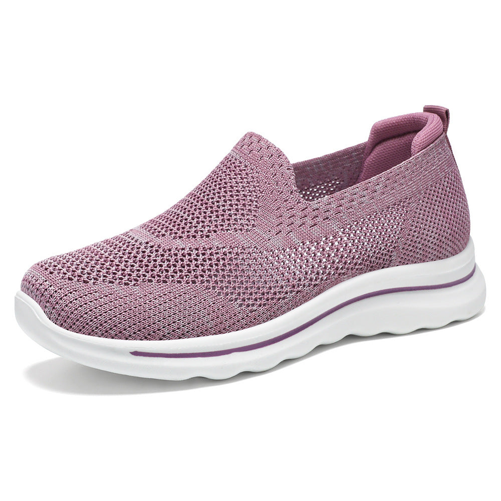 Dame Slip-On Strik Walking Sneakers med luftig Mesh-konstruktion Stilla