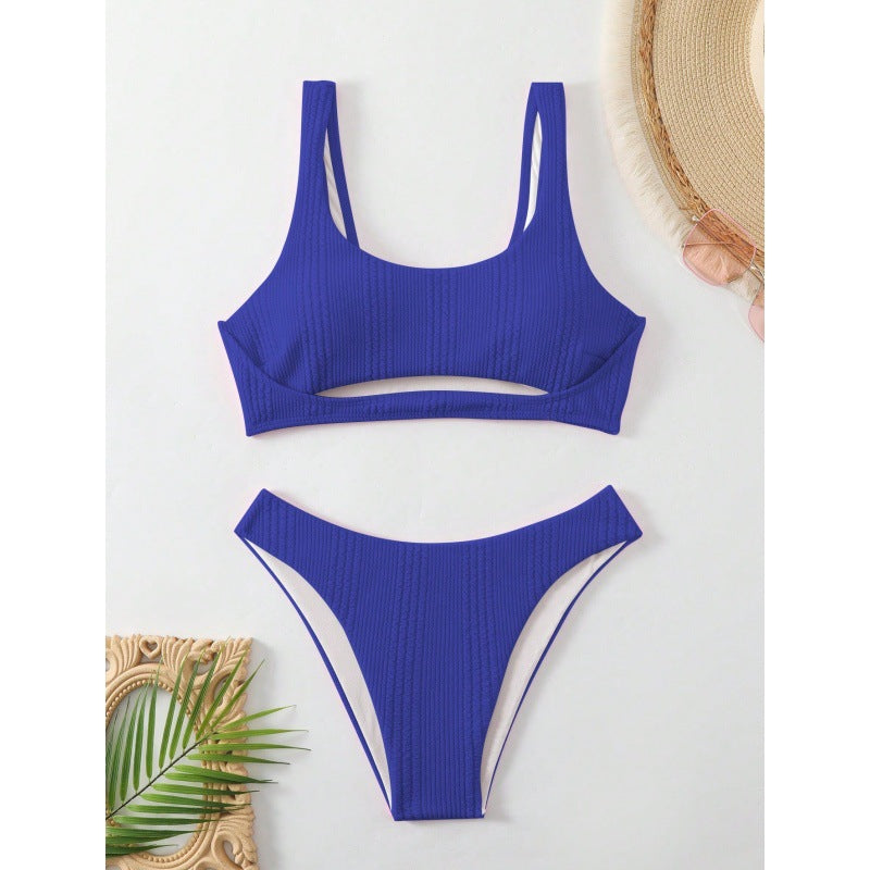 Dame bikini-sæt med struktureret overflade og moderigtig høje talje-trusse Stilla