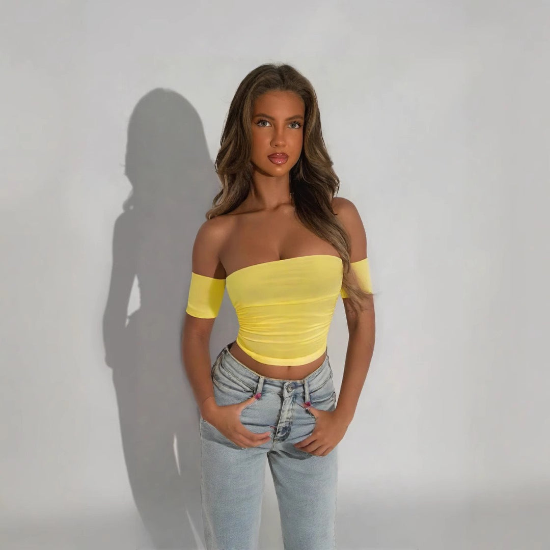 Dame Off-Shoulder Top med figurformende snit Skovae