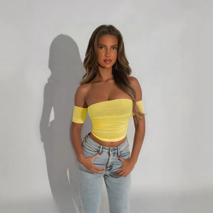 Dame Off-Shoulder Top med figurformende snit Skovae