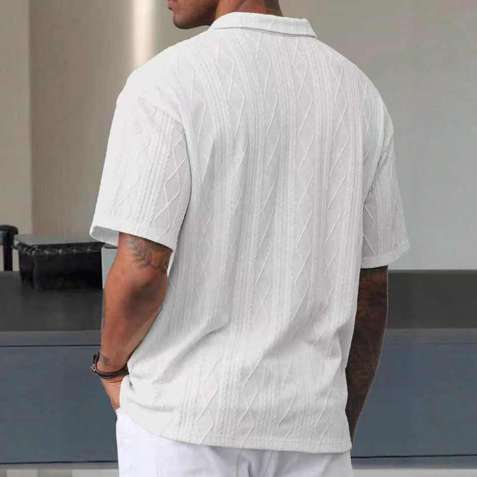 Herrer Fritid Tekstureret Kortærmet Polo T-shirt Stilla