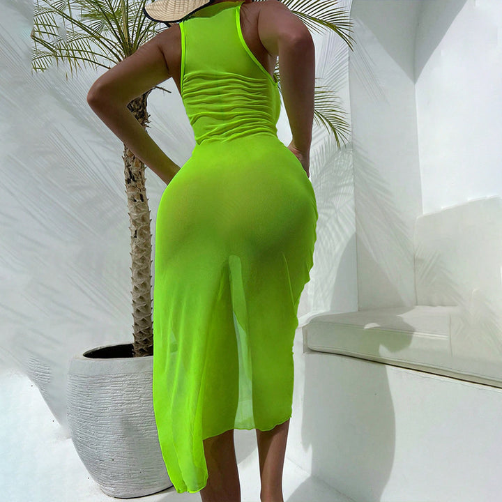 Dame Elegant Aftenkjole med hudvenligt materiale og asymmetrisk design Stilla