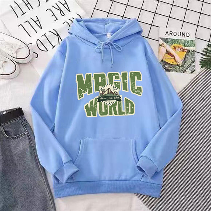 Dame hoodie med moderne grafisk print Skovae