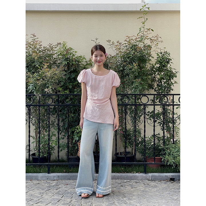 Damer Rynket T-shirt med asymmetrisk snit og justerbare stropper Stilla